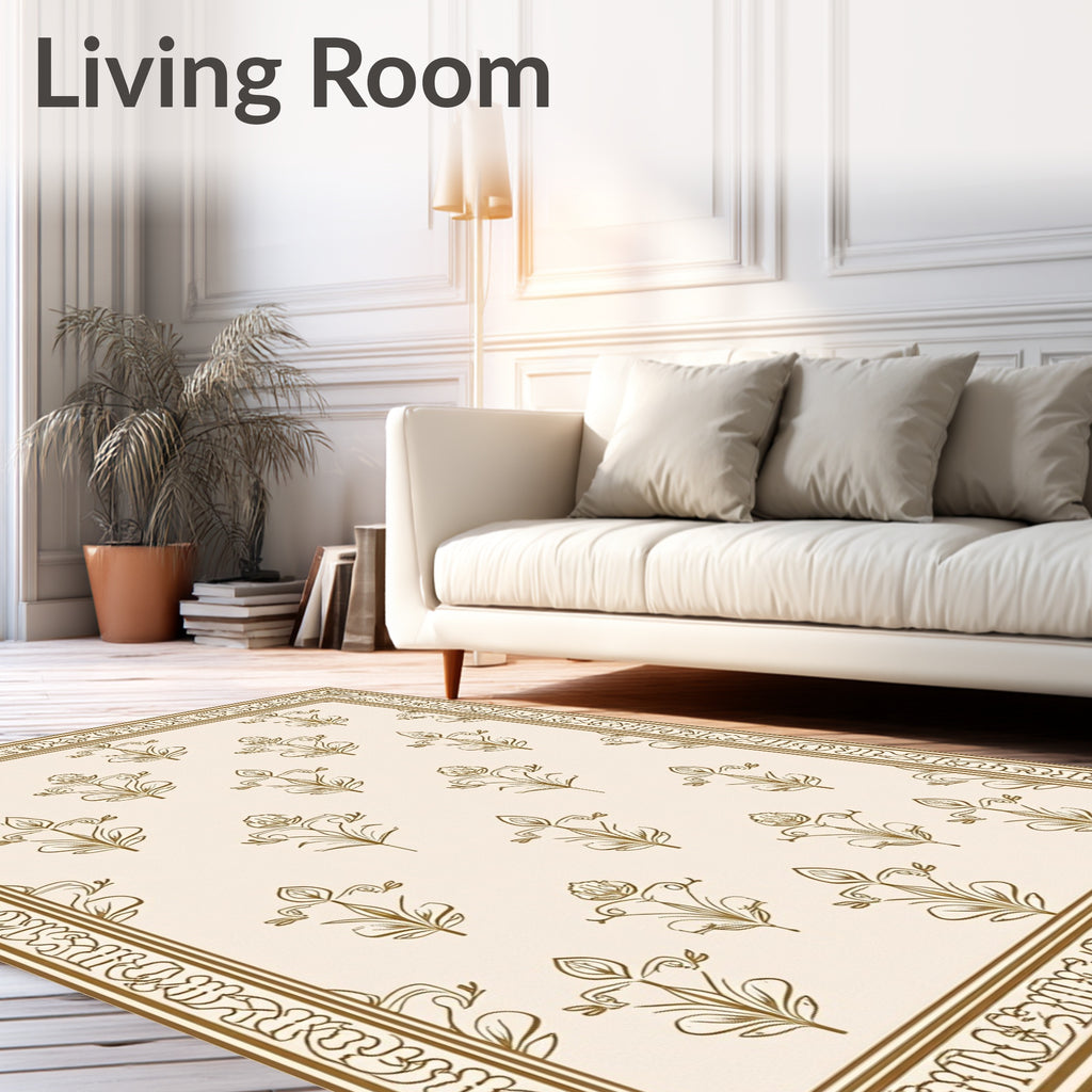 Antique Beige Floral Boteh Rug