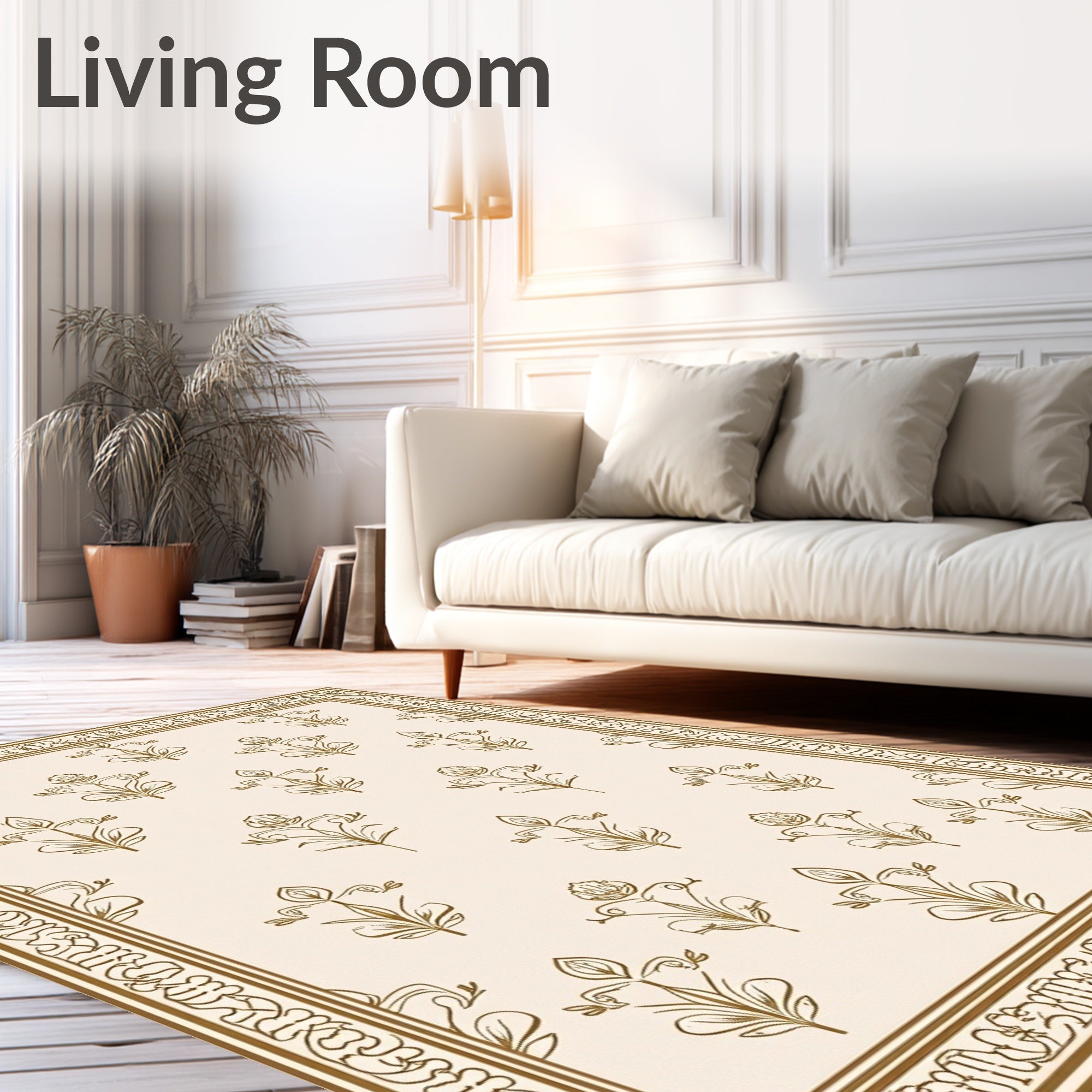 Antique Beige Floral Boteh Rug