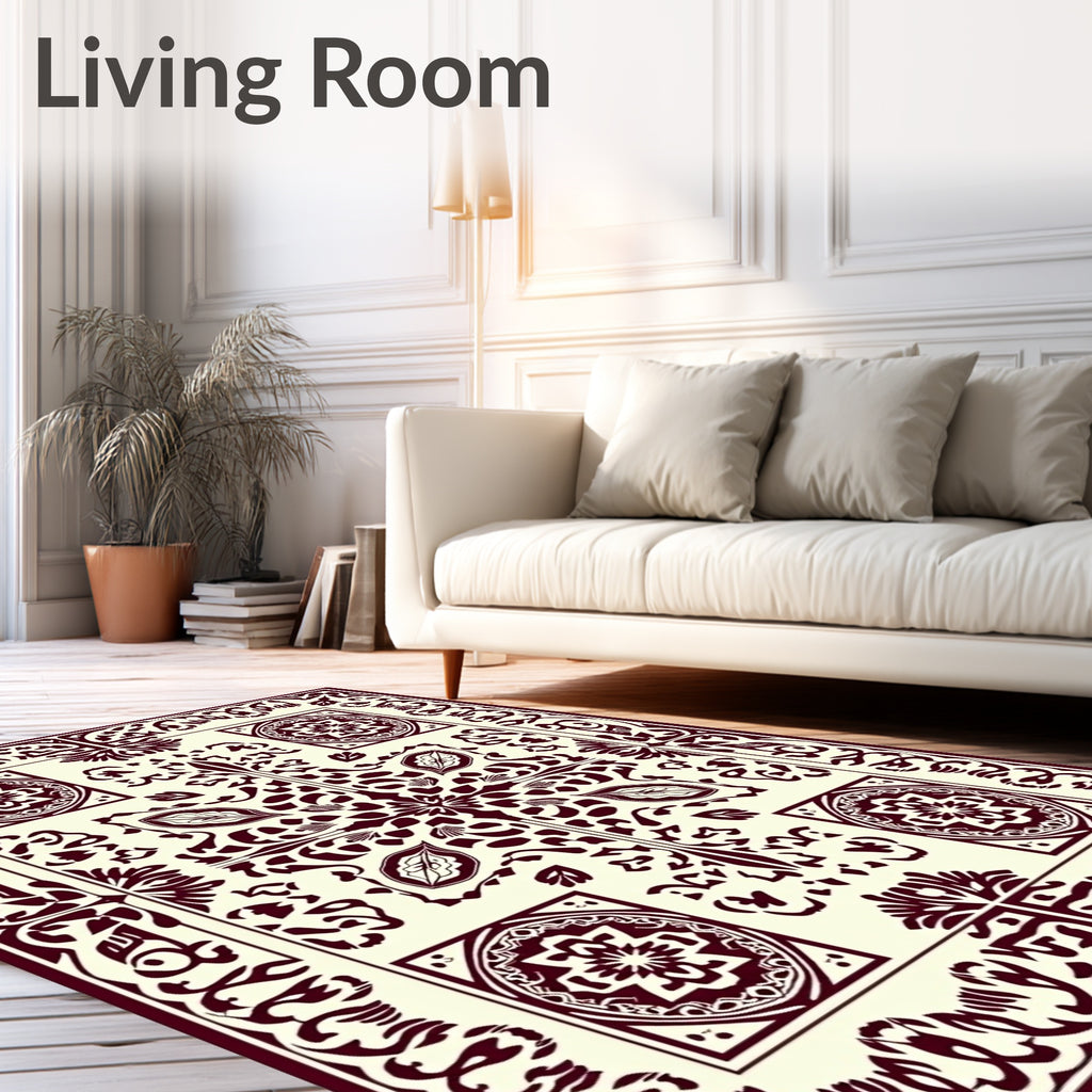 Crimson Vine Court Medallion Accent Rug
