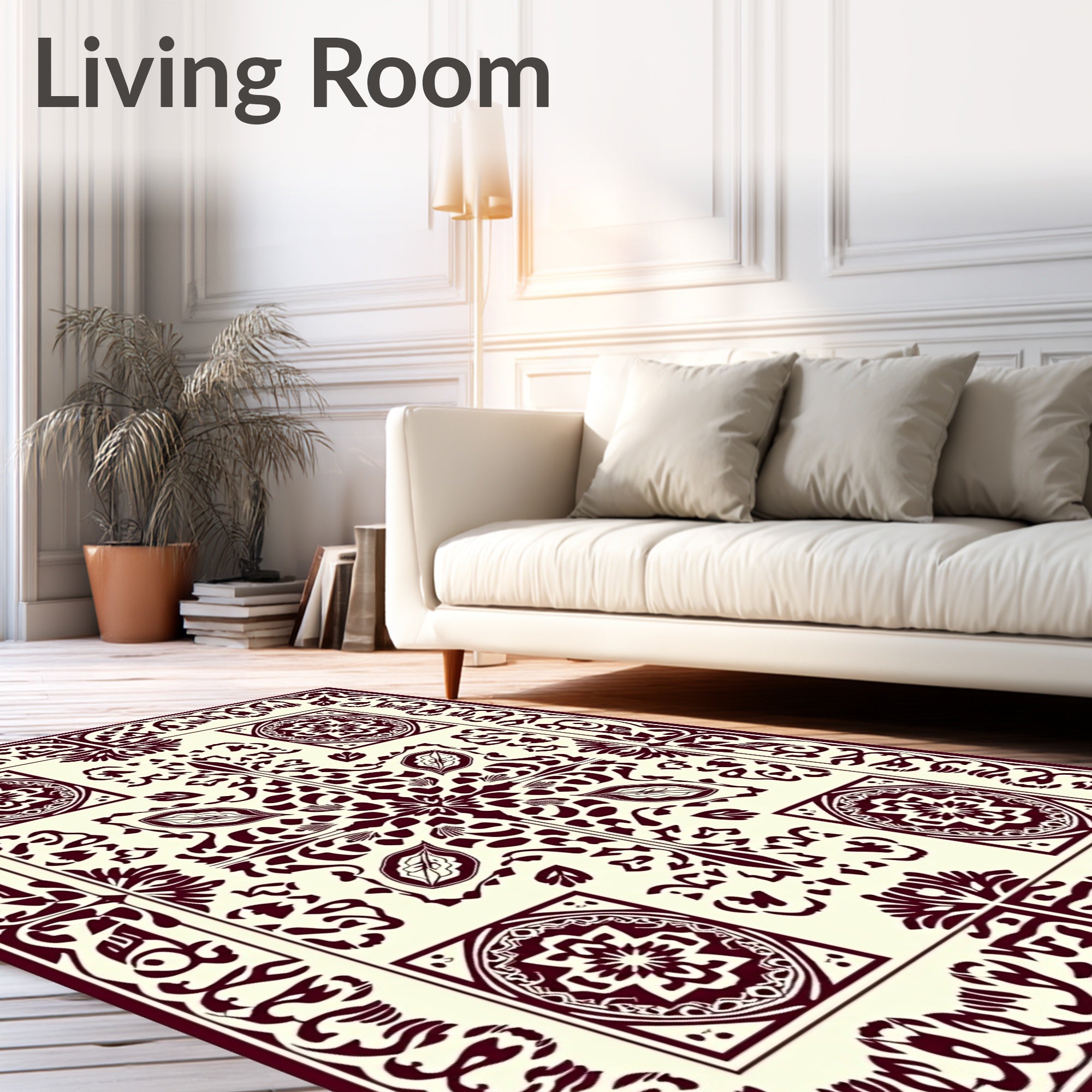 Crimson Vine Court Medallion Accent Rug