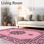 Pink Floral Medallion Bordered Rug