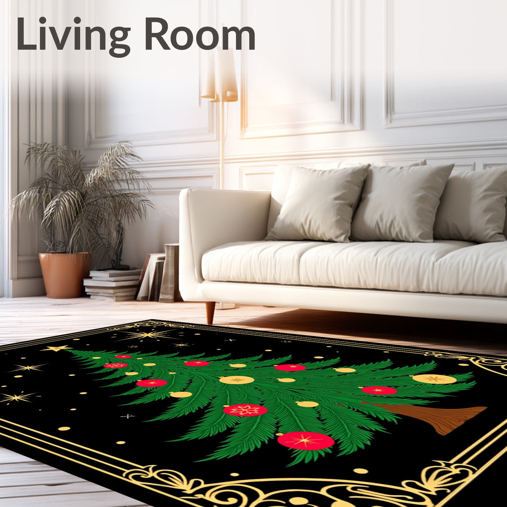 Verdant Evergreen Ornate Festive Woodland Rug