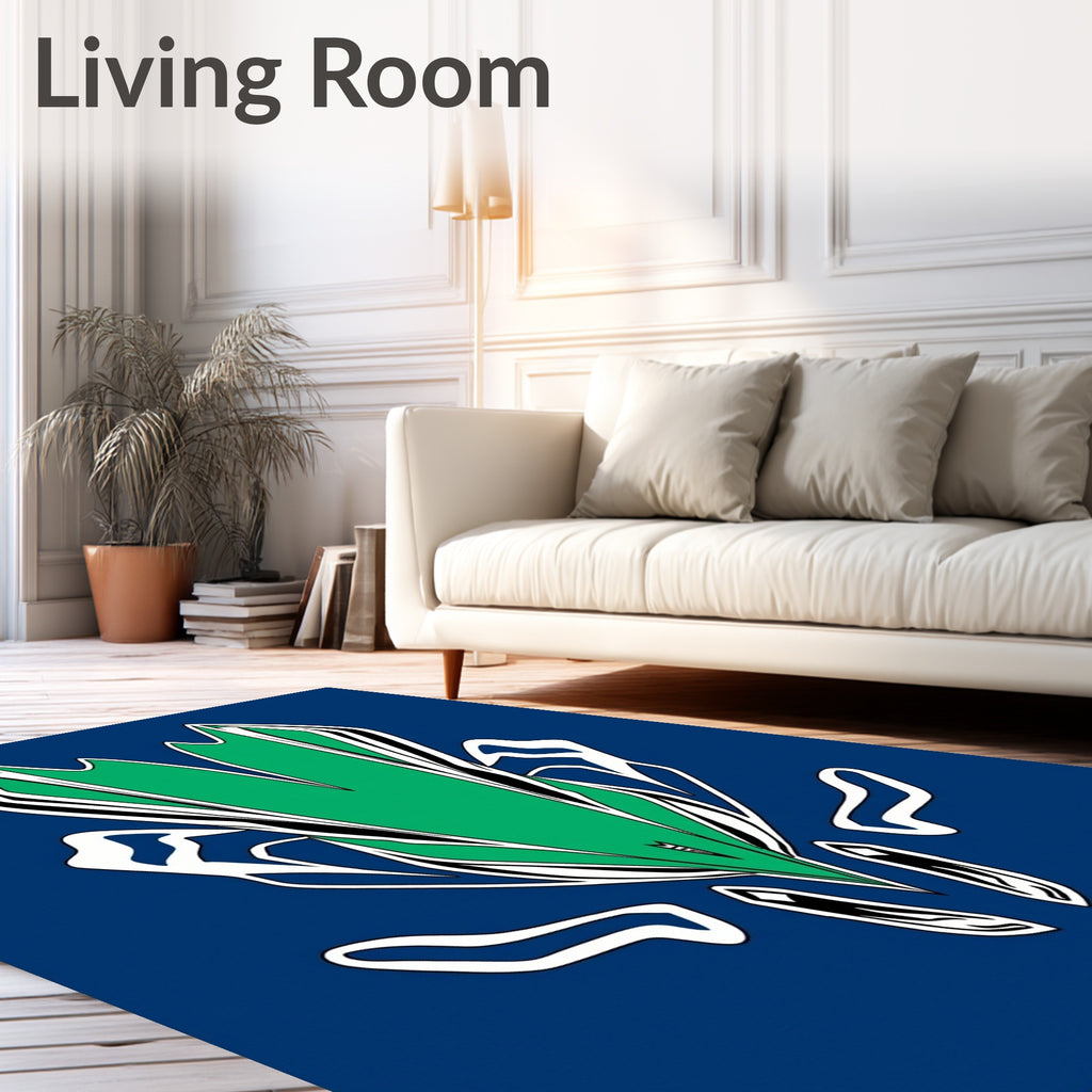 Bold Green And White Abstract Forms Rug