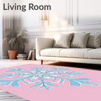 Pastel Pink Blue Floral Medallion Rug