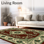 Earthy Red Floral Vine Medallion Rug