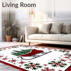 Red Buffalo Plaid Sleigh Evergreen Trees Rug