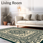 Dark Green Ornate Floral Mandala Rug
