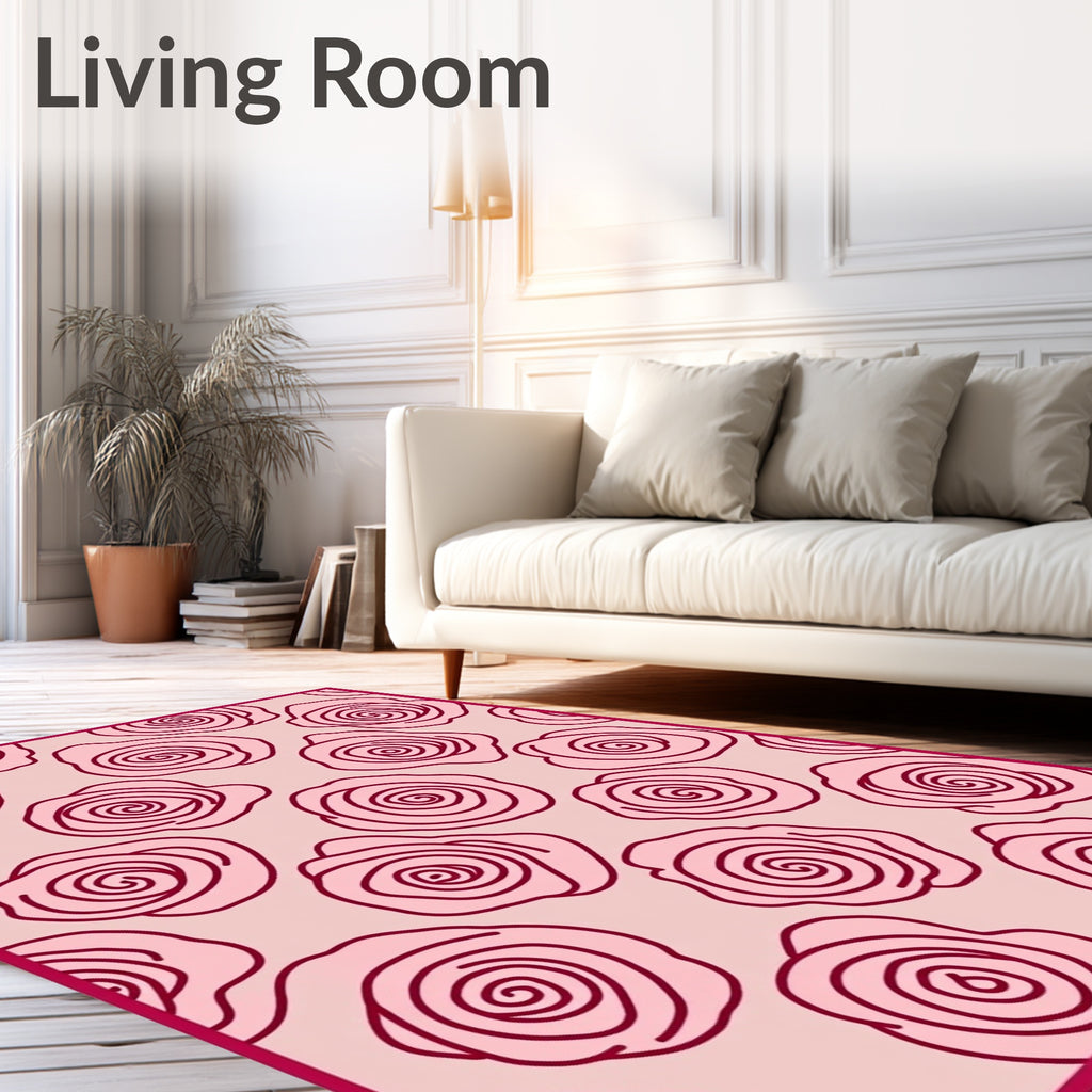 Pink Rose Outline Garden Rug