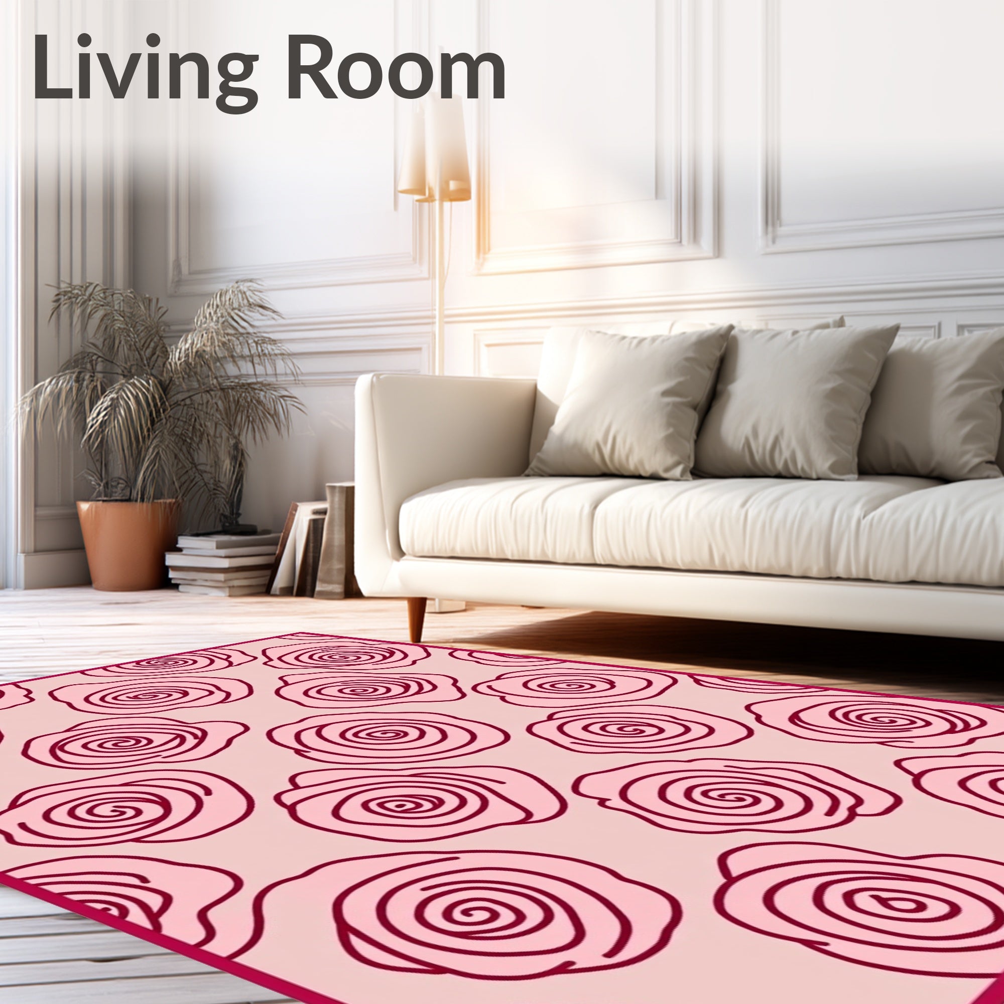 Pink Rose Outline Garden Rug