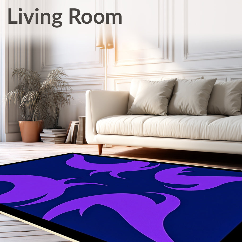 Gothic Violet Swirls on Navy Rug
