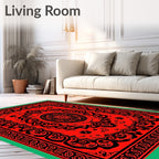 Bold Black Ivory Medallion Square Rug