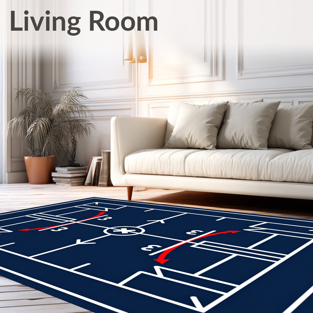 Navy White Geometric Court Play Rug