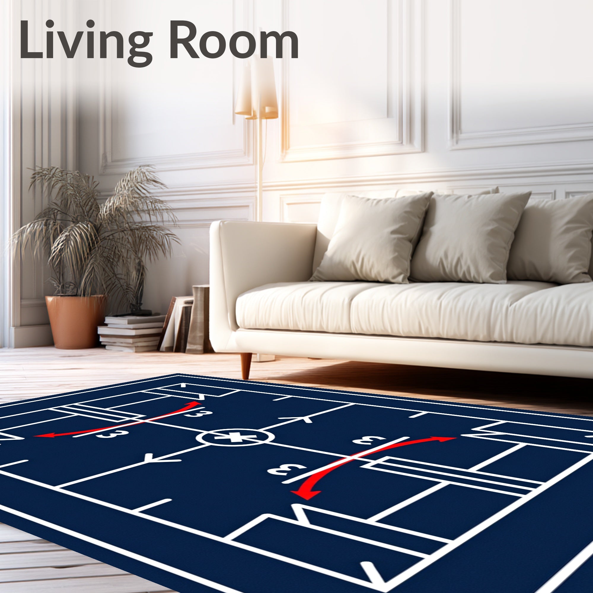 Navy White Geometric Court Play Rug