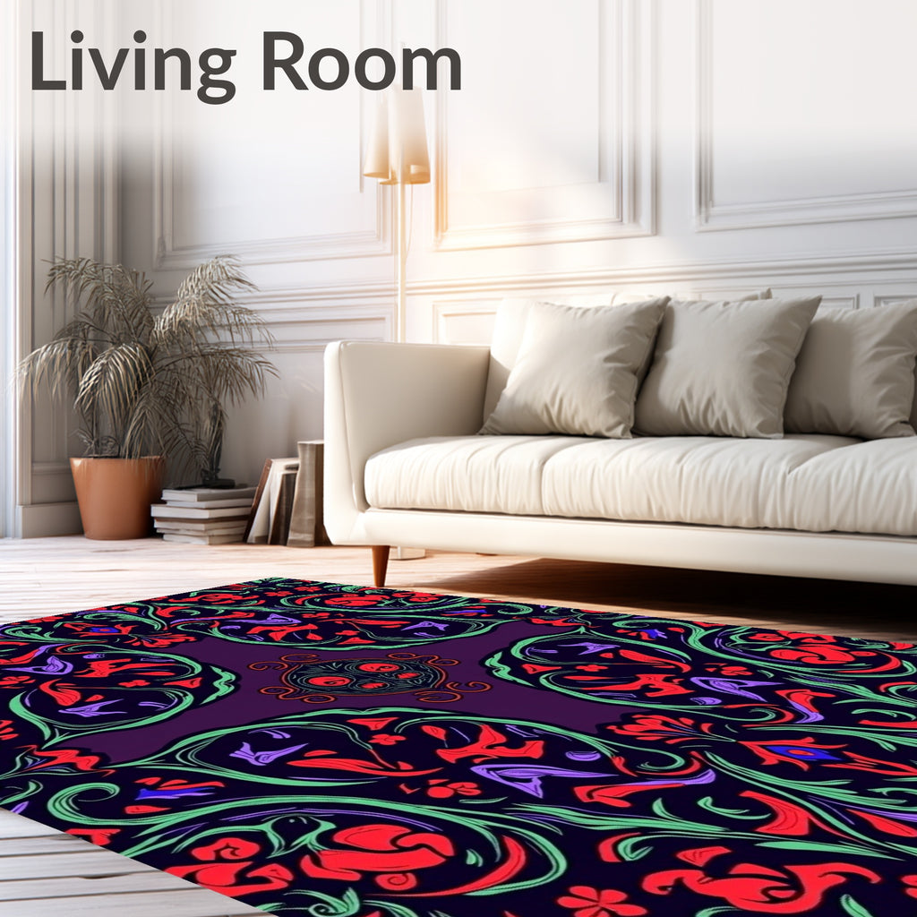 Rich Floral Vines Medallion Rug