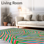 Vibrant Red Blue Green Labyrinth Rug