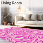 Hot Pink Swirl Rose Abstract Rug