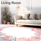 Sweet Coral Bloom Garden Border Rug