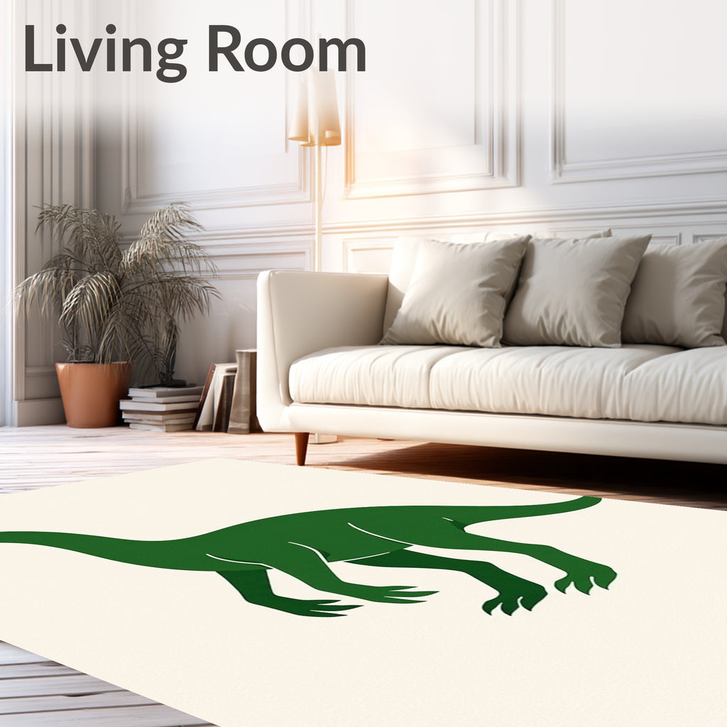 Simple Green Dinosaur Silhouette Rug