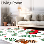Red Truck Pine Branch Holiday Eggs Rug