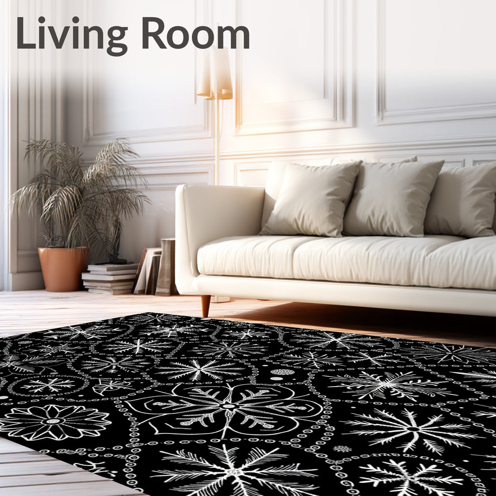 Winter White Snowflake Chain Arrangement Rug