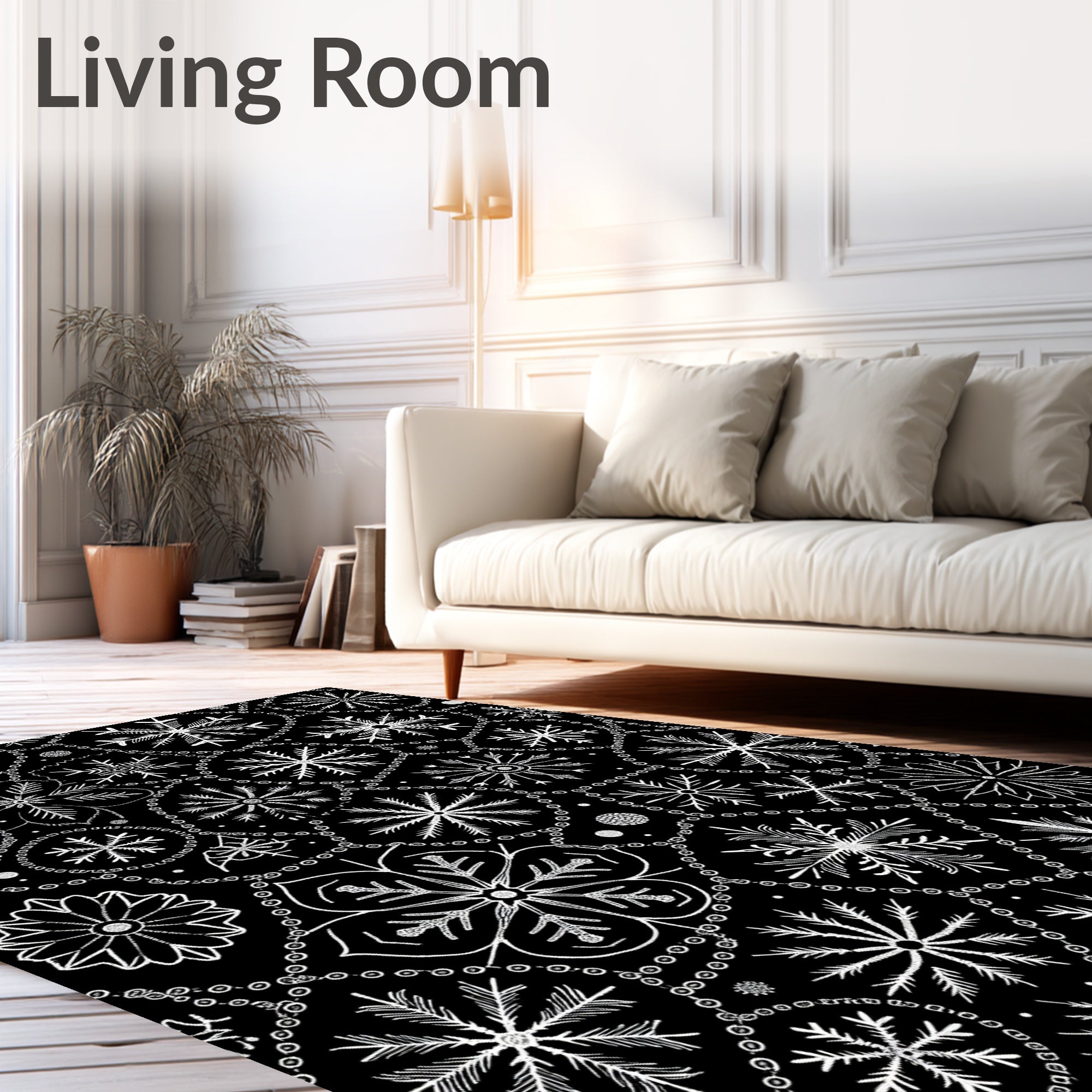 Winter White Snowflake Chain Arrangement Rug