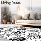 Bold Black And White Graphic Cards Rug