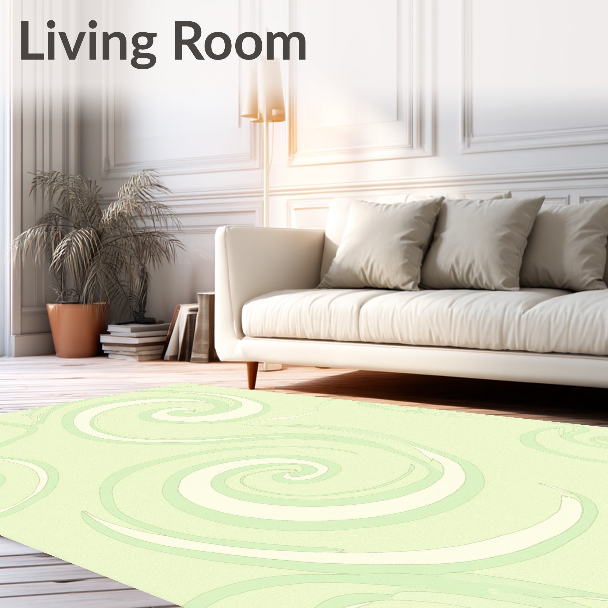 Soft Mint Swirling Lines Rug