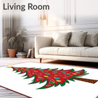 Red Christmas Tree Ornament Garland Rug