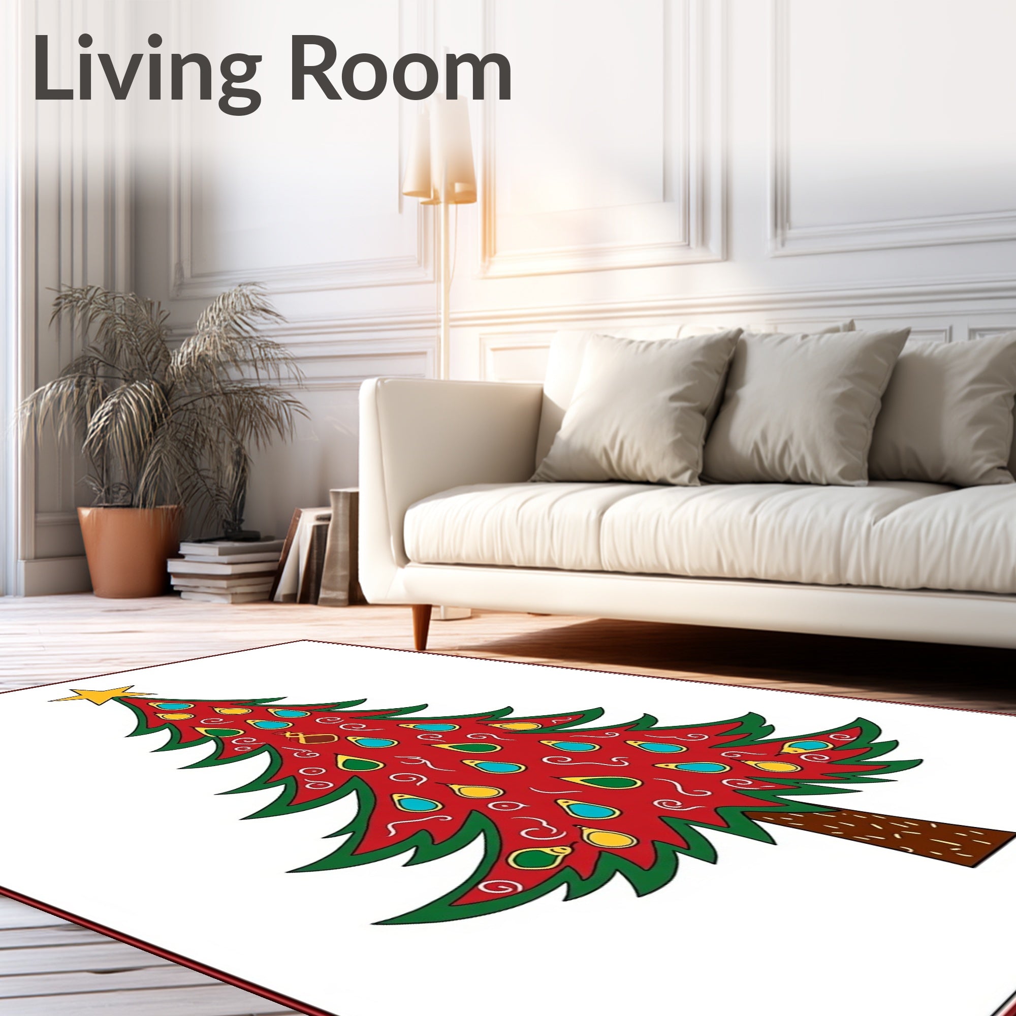 Red Christmas Tree Ornament Garland Rug