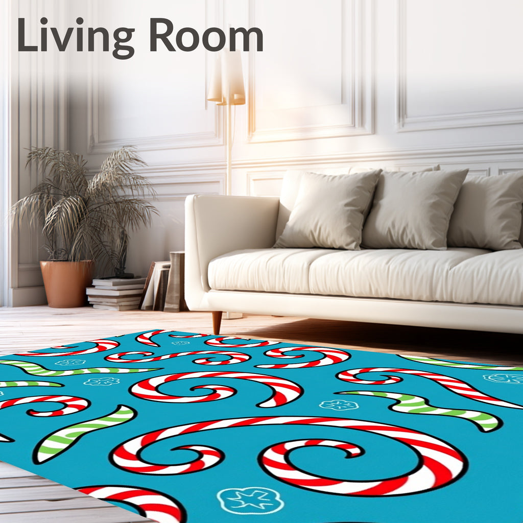 Red Green Candy Cane Swirls Rug
