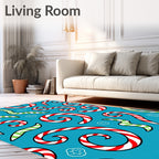 Red Green Candy Cane Swirls Rug