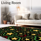 Whimsical Starbursts In Black Field Rug