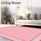 Pink Ruffled Bordered Square Rug