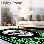 Mint Skull Gothic Border Rug