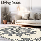 Gray Floral Medallion Corner Emblem Rug