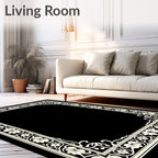 Cream Floral Vine Border Rug