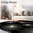 Cream Burst Starburst on Black Rug