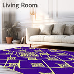 Royal Purple Yellow Geometric Stars Medallion Rug