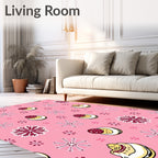 Pink Holiday Food Snowflakes Medley Rug