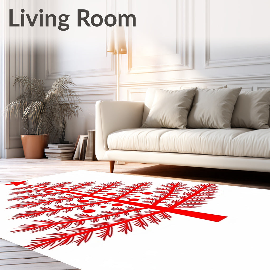 Bold Red Star Christmas Tree Rug