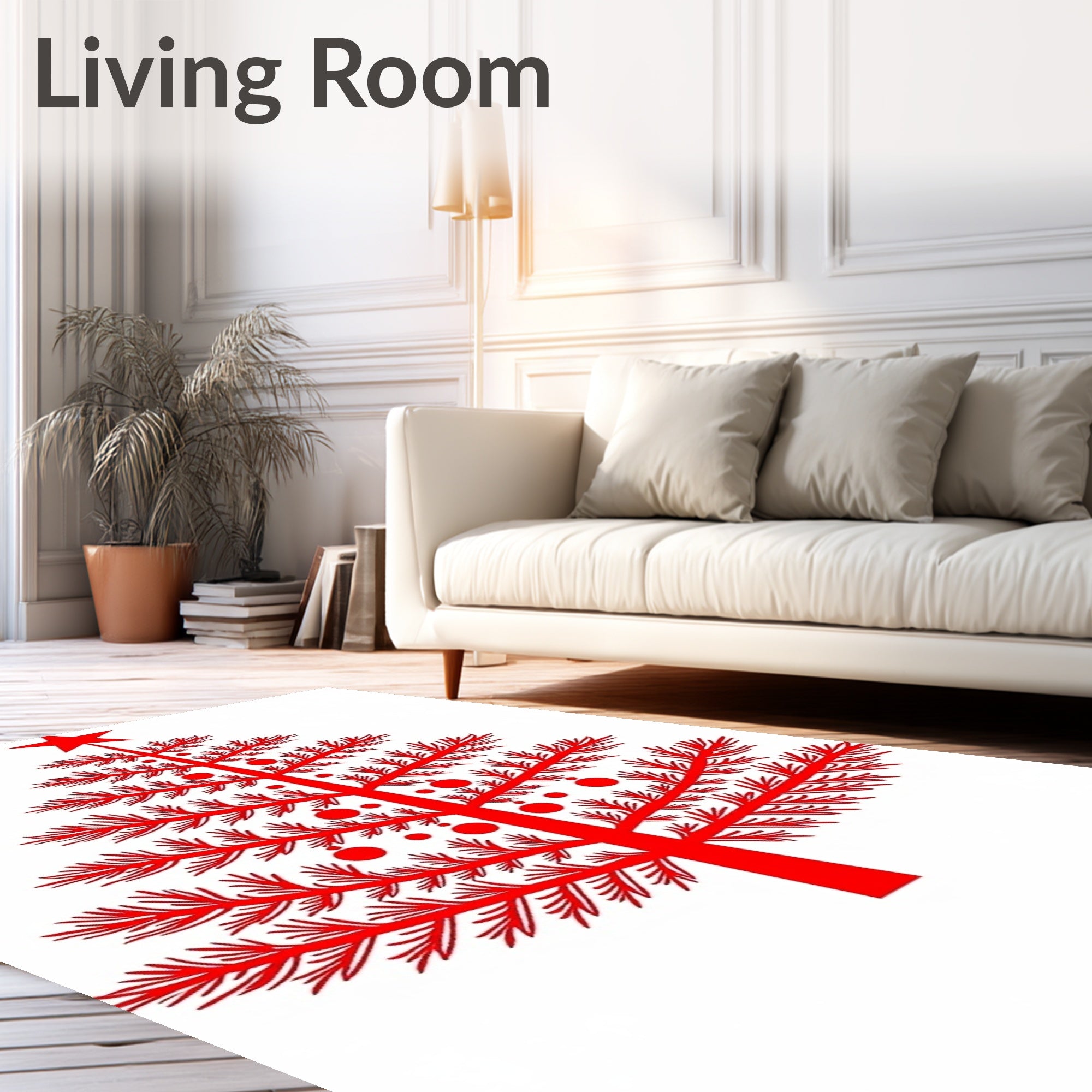 Bold Red Star Christmas Tree Rug
