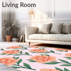 Coral Floral Stem Arrangement Rug
