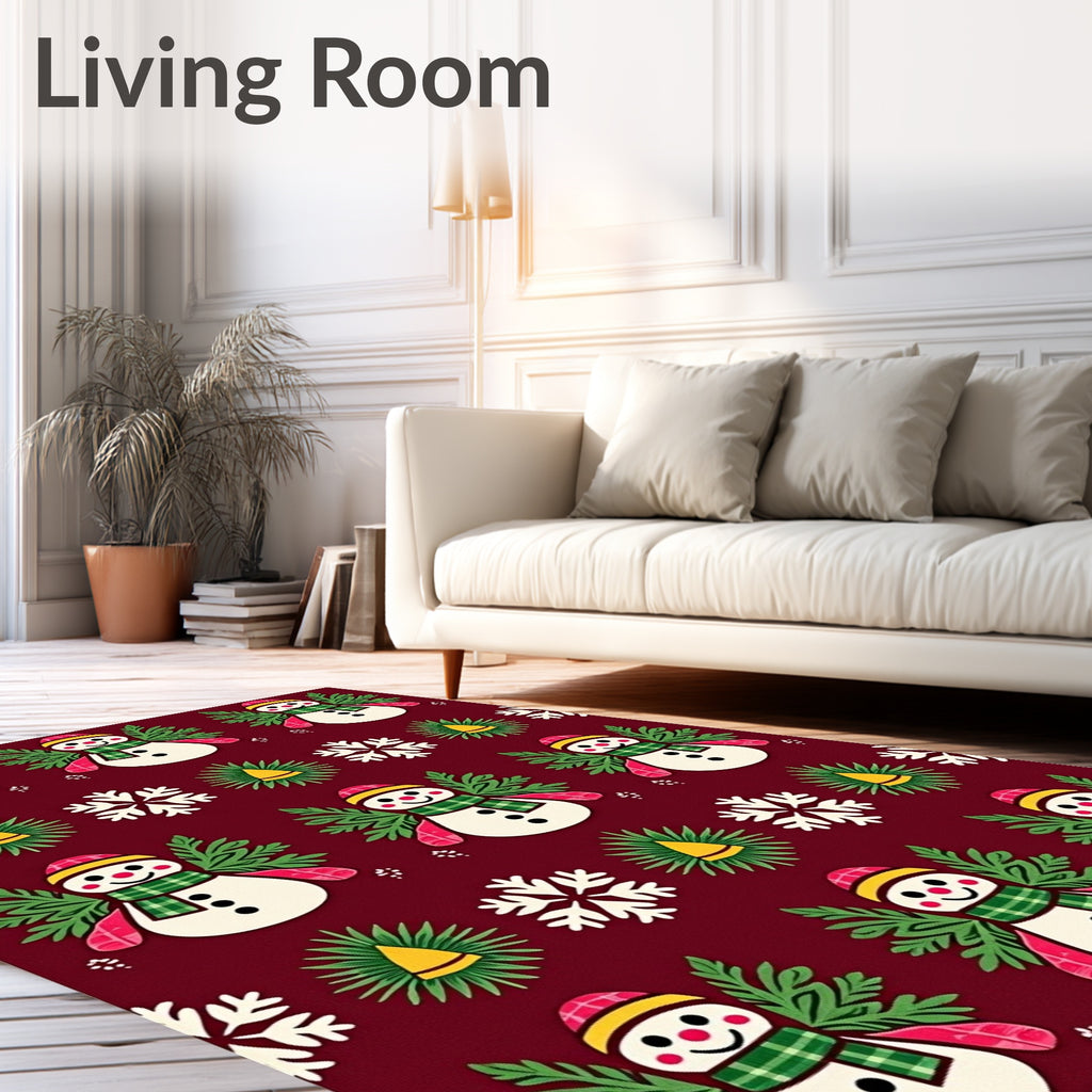 Christmas Snowman Snowflake Holiday Rug