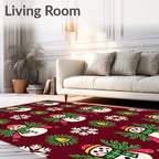 Christmas Snowman Snowflake Holiday Rug