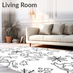 Monochromatic Snowflake And Swirl Arrangement Rug