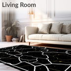 Black Gold Cracked Galaxy Rug