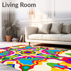 Vibrant Psychedelic Op Art Mandala Rug