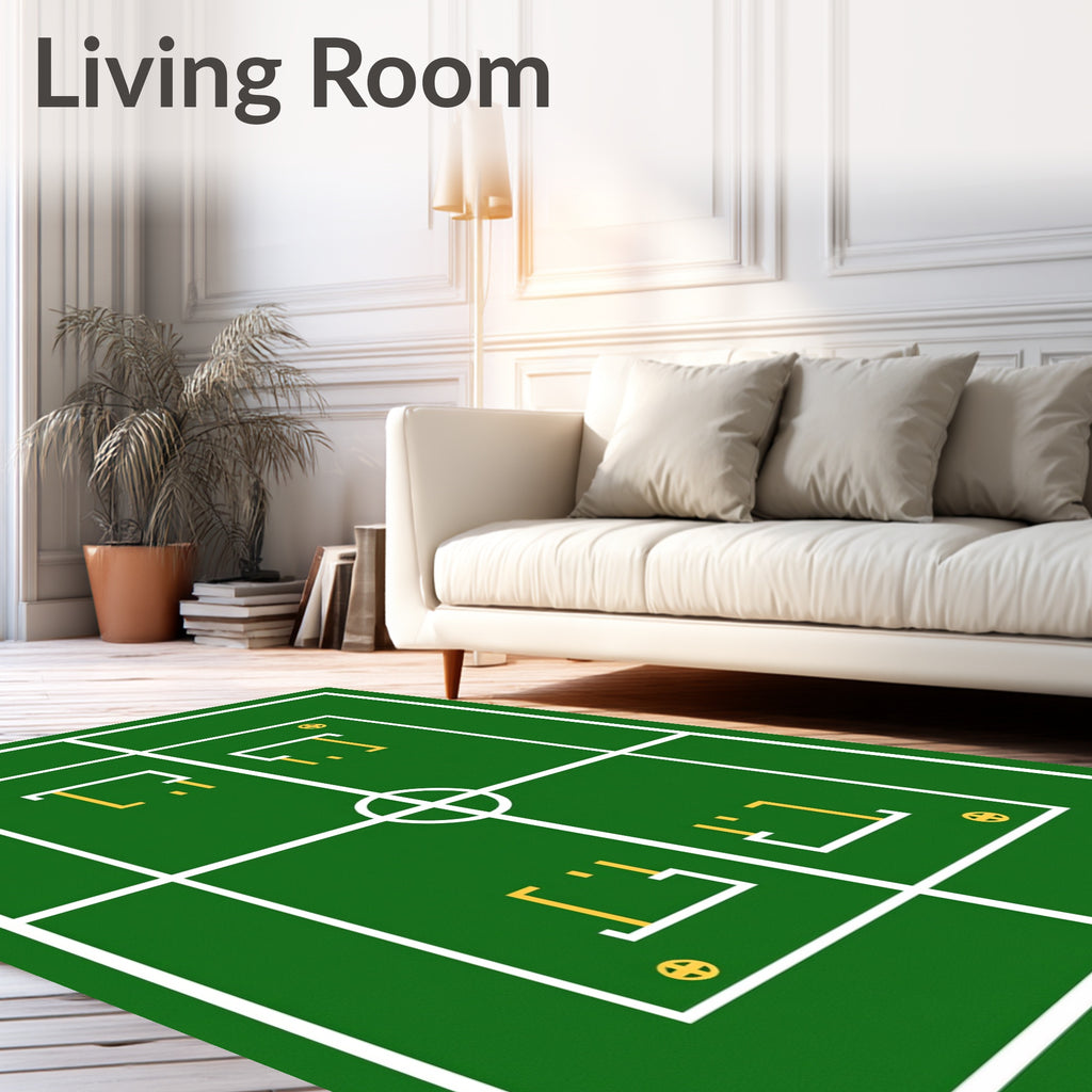 Green Field Geometric Goal Court Rug
