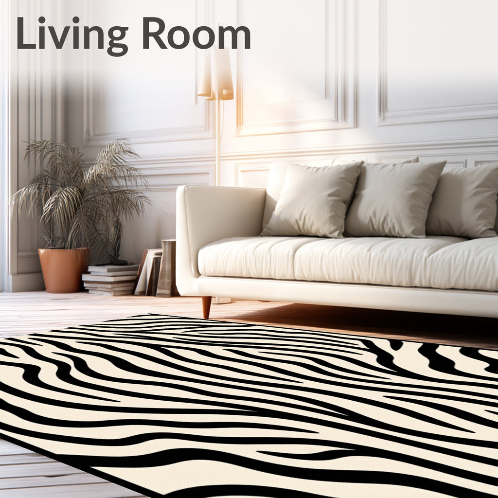 Bold Black Cream Animal Print Rug