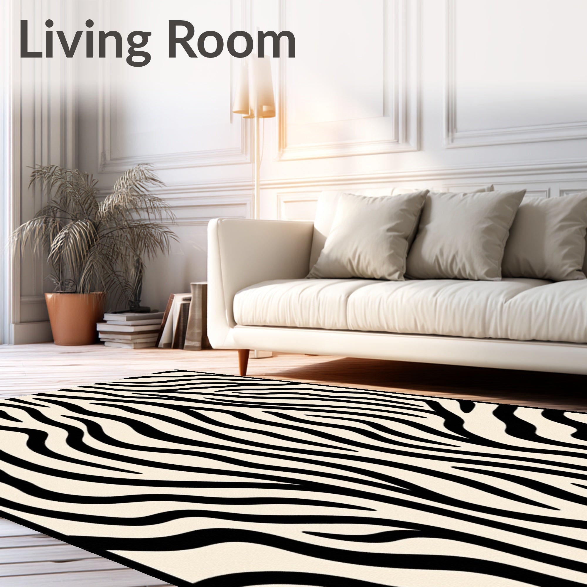 Bold Black Cream Animal Print Rug